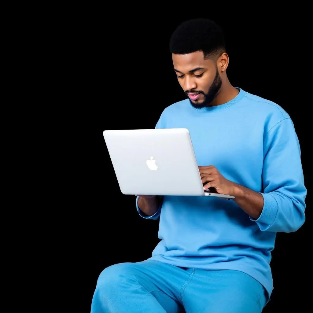 People reading laptops black background